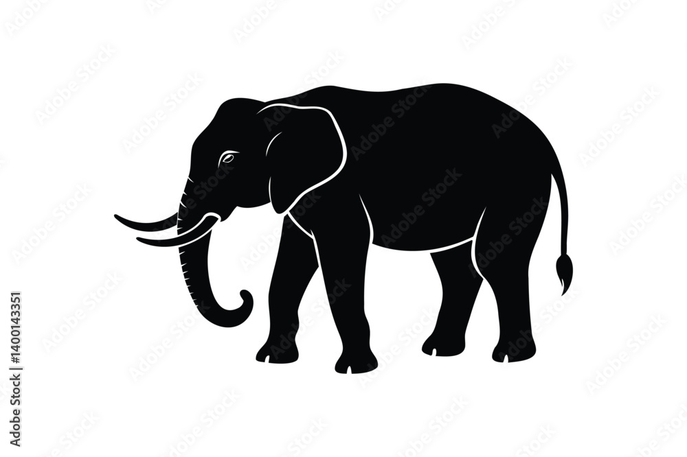 Fototapeta premium Elephant silhouette on white background