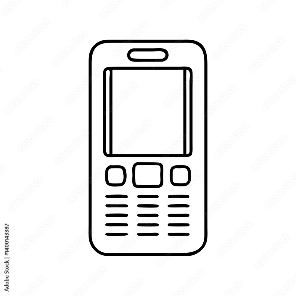 A Simple Line Drawing of a Cell Phone with a Numeric Keypad A Simple Line Drawing of a Cell Phone with a Numeric Keypad