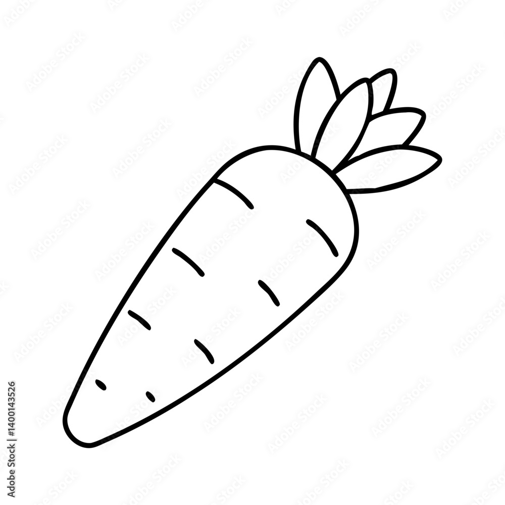 A Simple Line Drawing of a Single Orange Carrot Vegetable A Simple Line Drawing of a Single Orange Carrot Vegetable