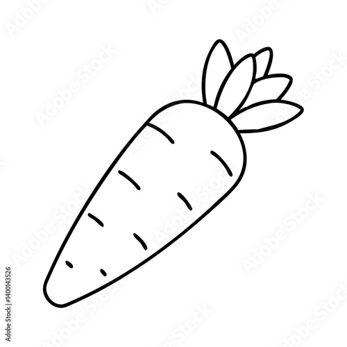 A Simple Line Drawing of a Single Orange Carrot Vegetable