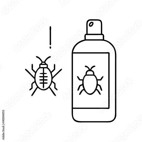 Pest Control Spray Bottle and Bug Illustration Warning of Insects