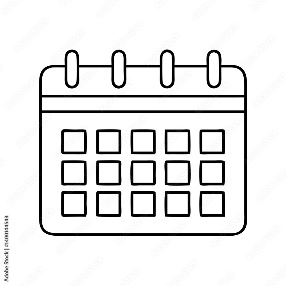 Simple Black and White Outline Calendar Icon Design for Scheduling and Planning Simple Black and White Outline Calendar Icon Design for Scheduling and Planning