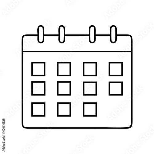 Simple Black and White Calendar Icon Design for Scheduling and Planning Applications
