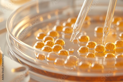 Visualization of Stem Cell Growth in a Petri Dish Demonstrating Cellular Activity and Development