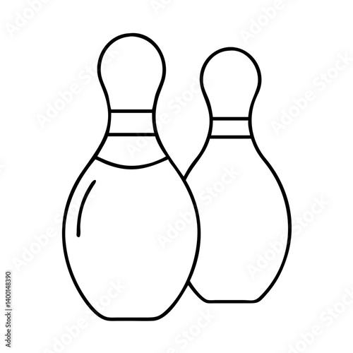 Two Bowling Pins Line Art Illustration Graphic Design Element