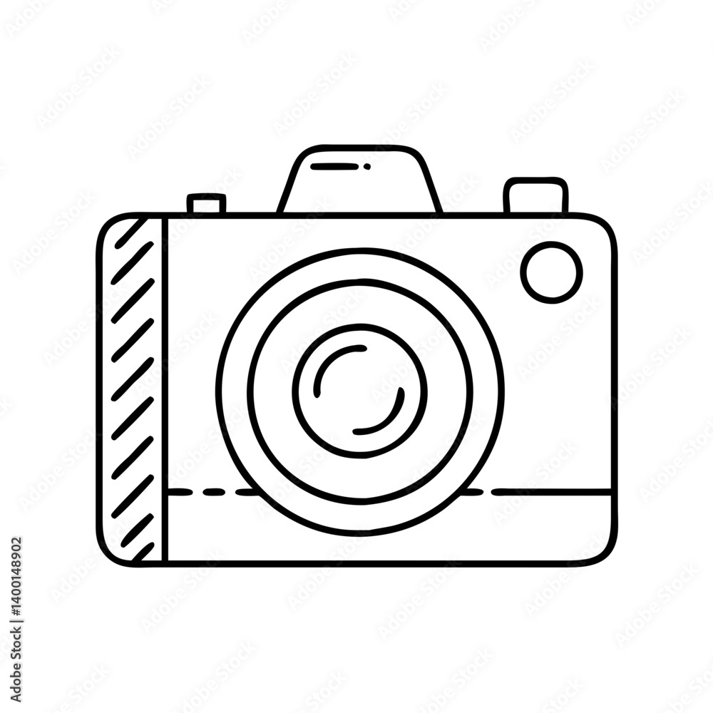 A Simple Line Drawing of a Modern Digital Camera A Simple Line Drawing of a Modern Digital Camera