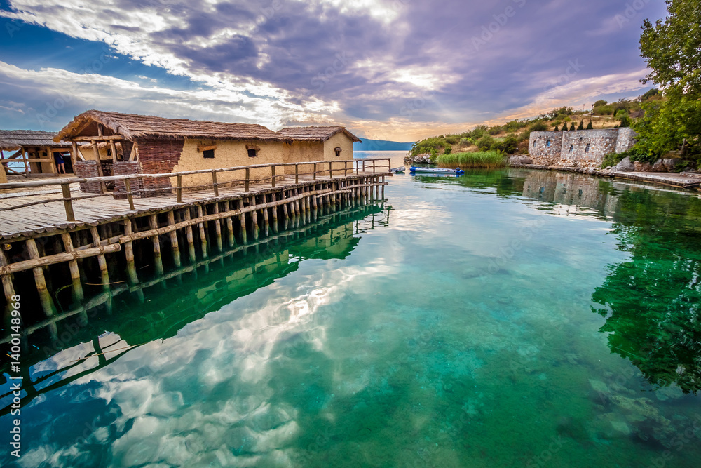 Φωτογραφία Ohrid lake and museum on the water Bay on the bones in the North Macedonia