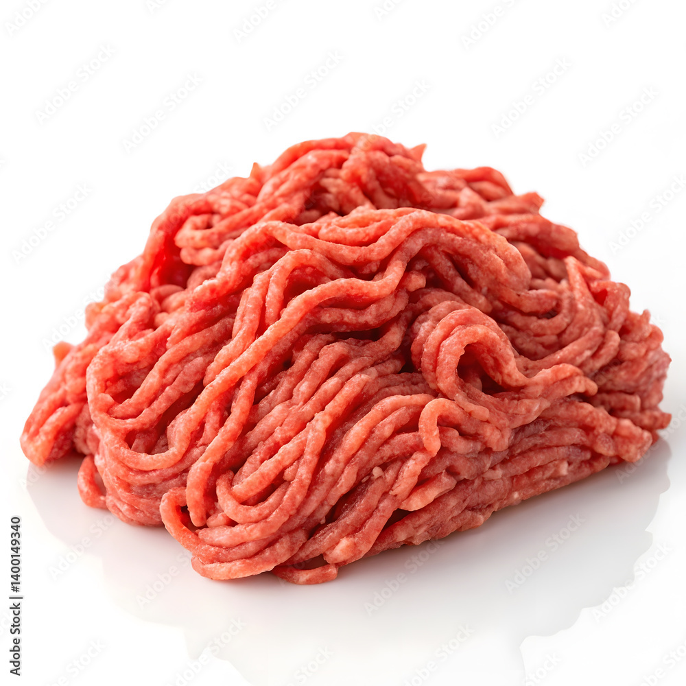 Fresh ground beef ready for cooking in a clean kitchen setting Fresh ground beef ready for cooking in a clean kitchen setting