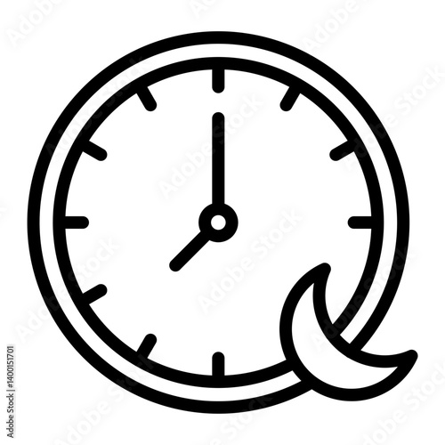 Night Time Vector Line Icon Design