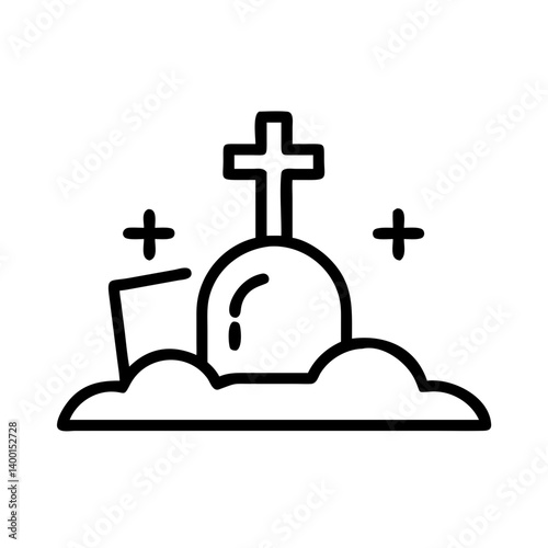 graveyard editable outline icon design. Helloween related icon.