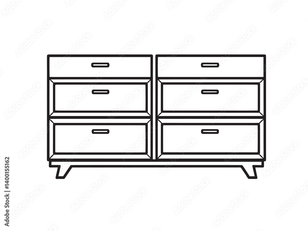 Davenport Desk Line Art on White Background Davenport Desk Line Art on White Background