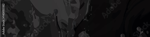 Dark Abstract Web Banner with Elegant Black Wave Patterns and Textures. Sophisticated Black Background with Fluid Dark Grey Swirls for Web Design. Minimalist Dark Grunge Banner for Website Headers