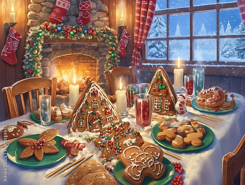 Naklejka premium Cozy Christmas Feast
