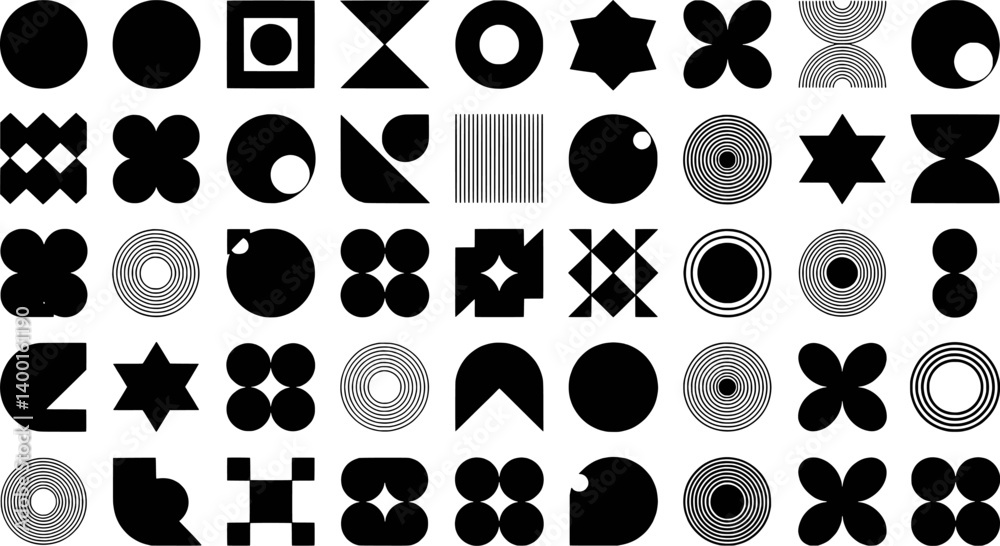 Fototapeta premium Geometric Shapes Pattern Black And White Abstract Design Elements Vector Illustration