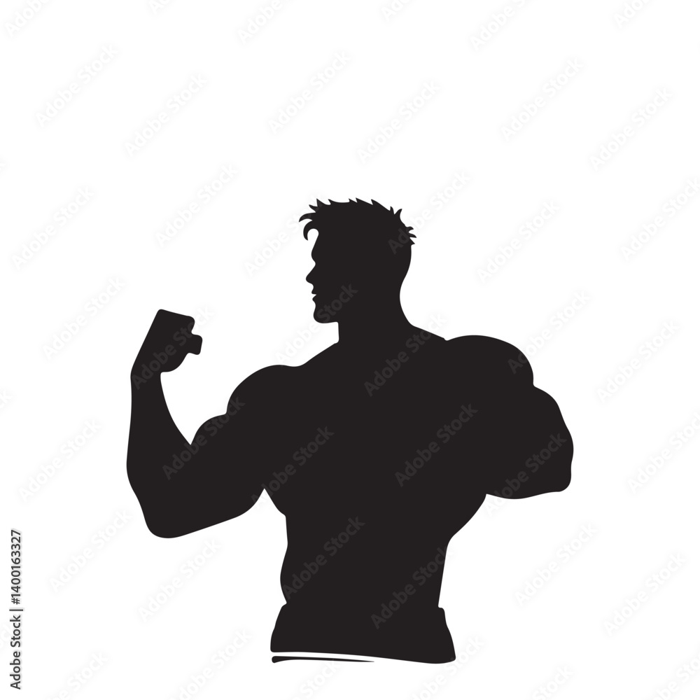 Fototapeta premium silhouette of a man, Bodybuilder Silhouette Flexing.