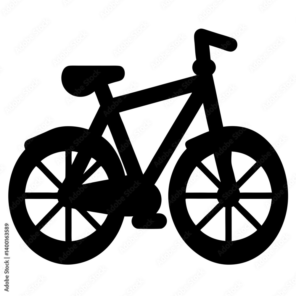 Fototapeta premium Simple black silhouette illustration of a bicycle with thick tires