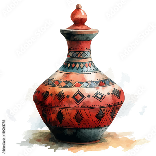 illustration of Tagine, watercolor vector, isolated on a white background.