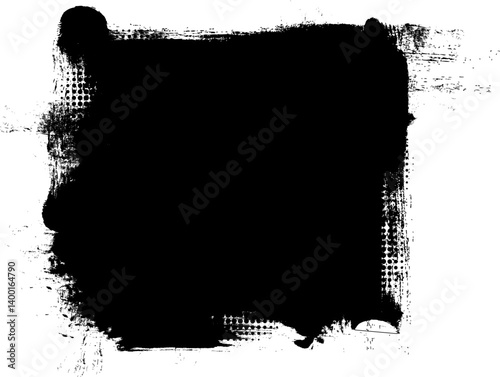 black ink brush painting blank banner label panel artistic
