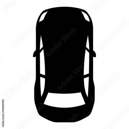 Overhead view of a generic black car vehicle silhouette design