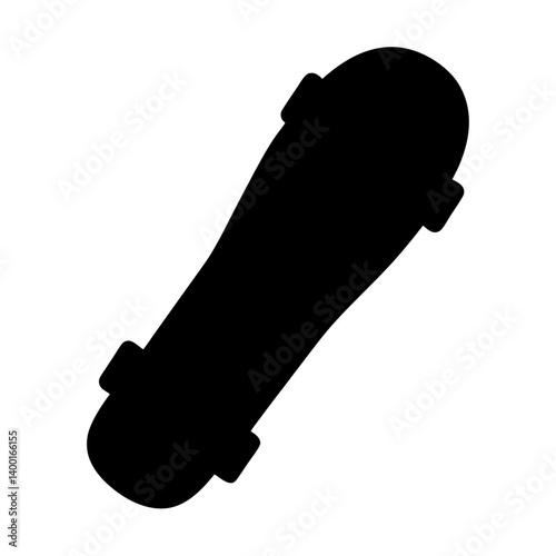 Black and white silhouette of a skateboard on a plain background
