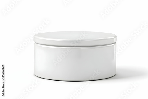 White cylindrical podium isolated on white background for product presentations or photo templates