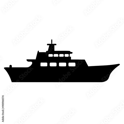 Silhouette of a Modern Yacht with Multiple Decks and Distinctive Features