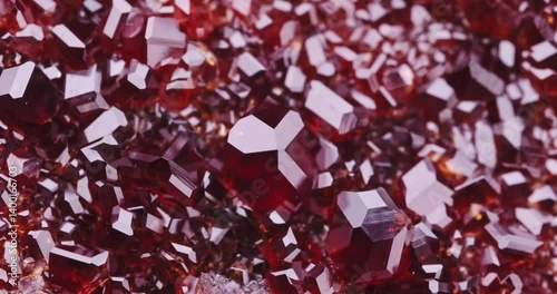 Red Grossular Garnet. Specimen from  Faiallo Pass, Urbe, Italy. Micro footage extreme close-up. microscope mineral crystal photography for Scientific use.