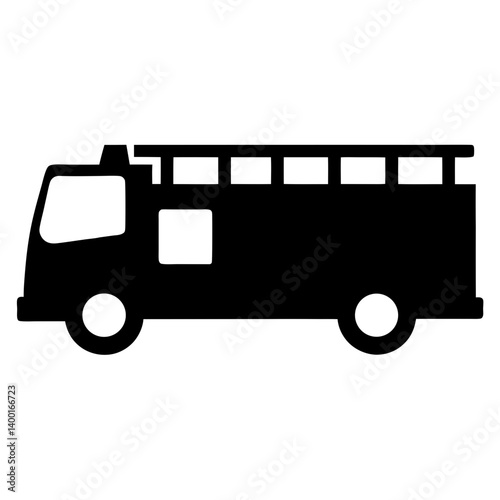 Silhouette of a fire engine or fire truck with ladder on top