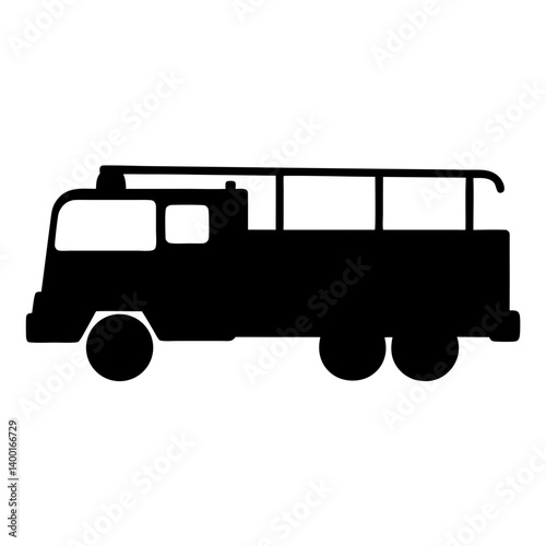 Silhouette of a Fire Engine Showing Simple Shapes and Design Elements