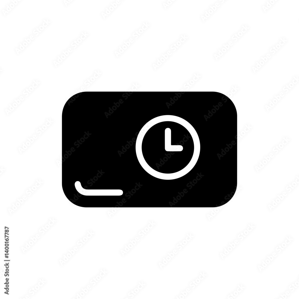 Notification Bubble with Clock Symbol - Black Filled Notification Bubble with Clock Symbol - Black Filled
