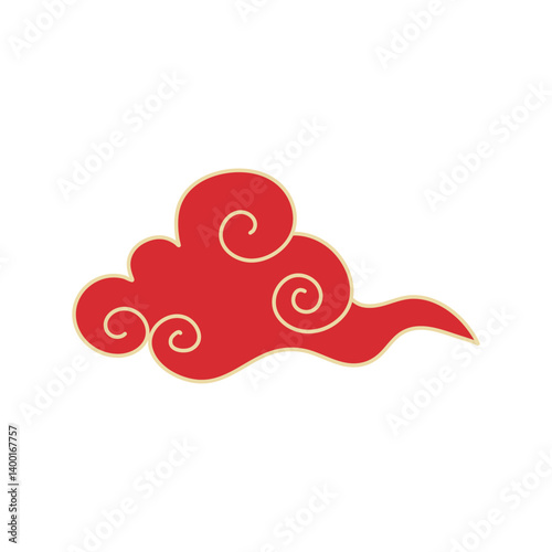 Japanese clouds. Vector traditional Asian curly wavy ornament. Chinese ornaments decoration.