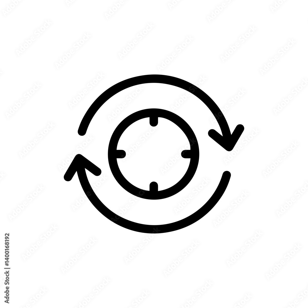 Time Loop Circle with Arrows Inside - Black Filled Icon Time Loop Circle with Arrows Inside - Black Filled Icon