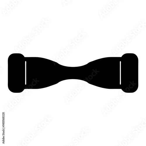 Black silhouette of a hoverboard on a white background ready for action