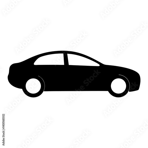 Silhouette of a stylish fourdoor sedan on a white background image