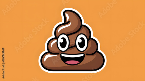 Happy Poop Emoji Illustration: A Cheerful Brown Turd Cartoon