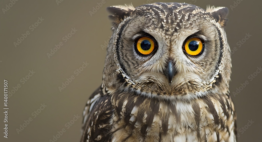 Obraz premium Intense Gaze of a Brown Owl: Wildlife Photography AI Generated