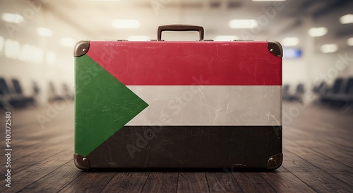 Sudan Bound Awaiting Departure Vintage Suitcase Sudan Flag Journey To Sudan Begins Sudan Travel Dreams Awaiting Adventure Sudan AI Generated