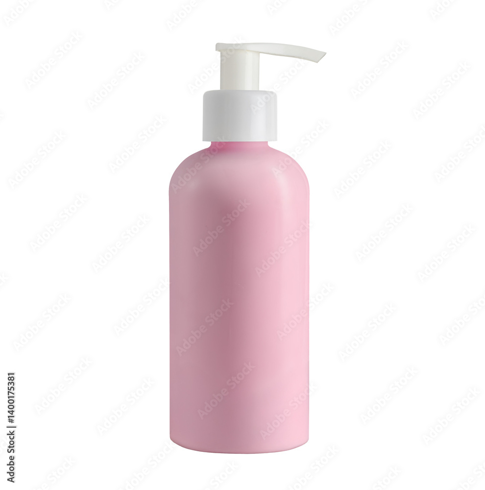 Mockup generic plastic pink pump bottle isolated on white Mockup generic plastic pink pump bottle isolated on white