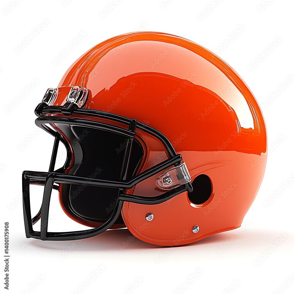 Fototapeta premium Orange American Football Helmet 3D Render Sports Equipment