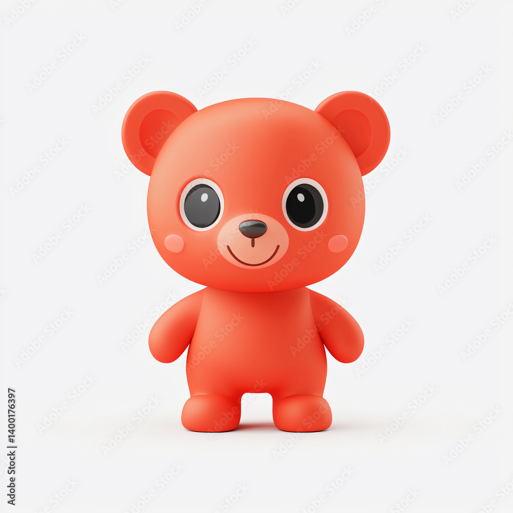 Cute Reddish Teddy Bear Cartoon Character Rendered With Rounded Shapes and a Soft Lighting Style Cute Reddish Teddy Bear Cartoon Character Rendered With Rounded Shapes and a Soft Lighting Style