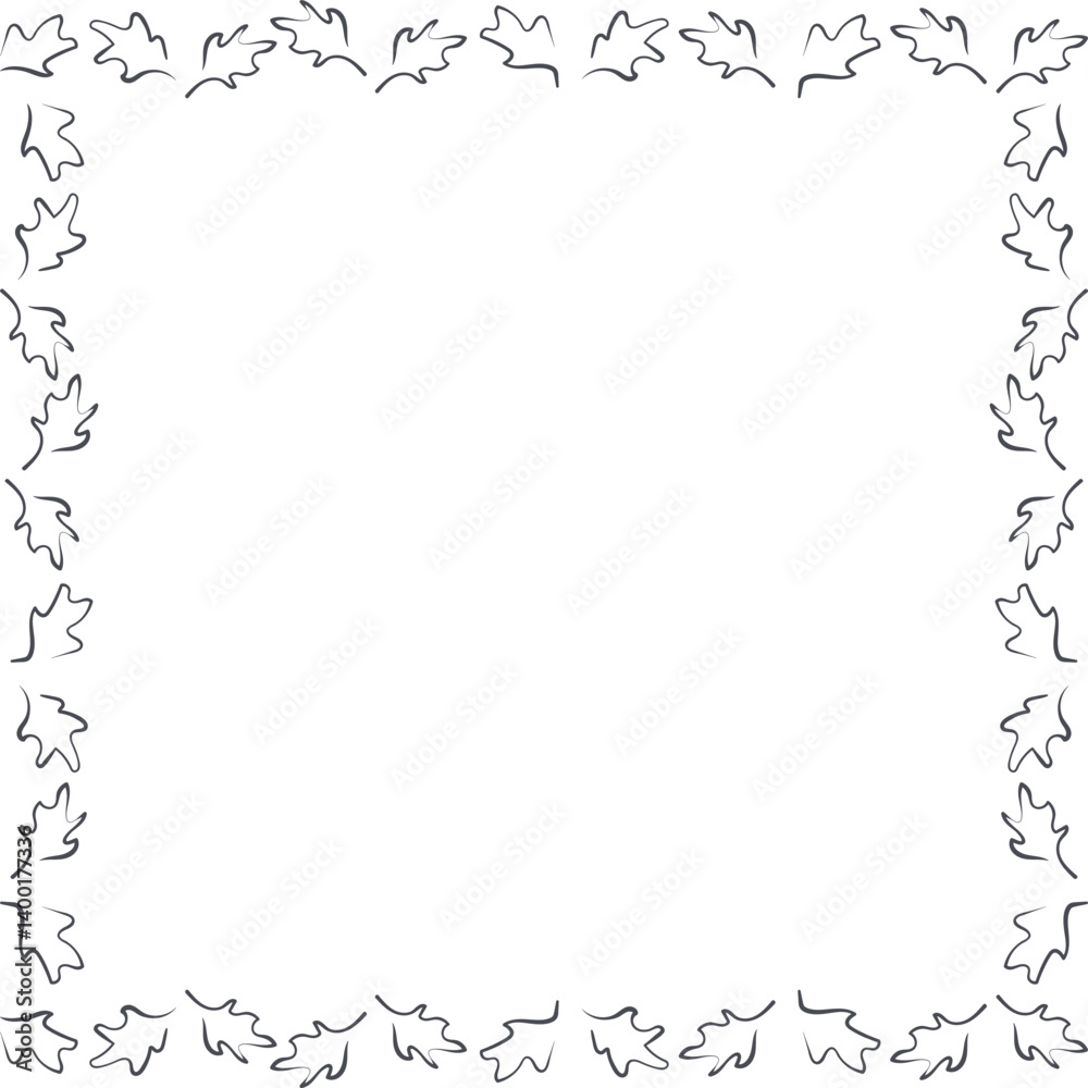 Simple leaves linear frame. Doodle leaf Thanksgiving template. Frame with empty space for your text Simple leaves linear frame. Doodle leaf Thanksgiving template. Frame with empty space for your text