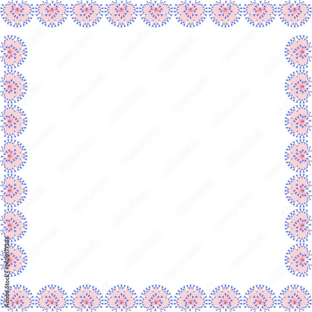 Square border frame with flourish decoration. Onion flower pink purple flowers. Cute empty frame box Square border frame with flourish decoration. Onion flower pink purple flowers. Cute empty frame box
