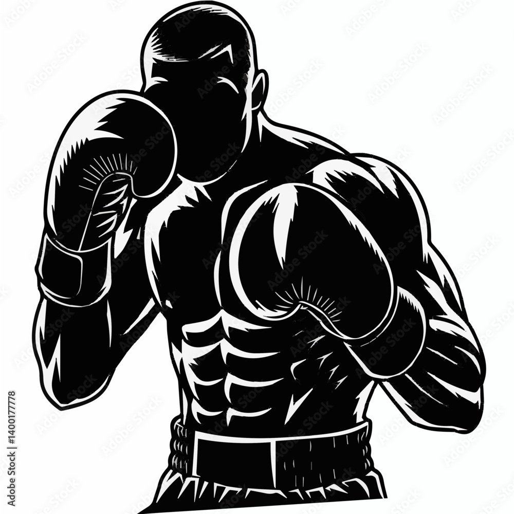 Fototapeta premium Dynamic Boxing Artwork Highlighting Strength and Skill