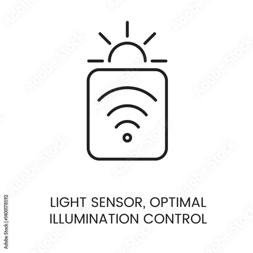 Light sensor icon with editable stroke for illumination control and Smart Garden lighting automation