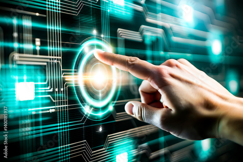 Global network connection, touch the future and interface technology.