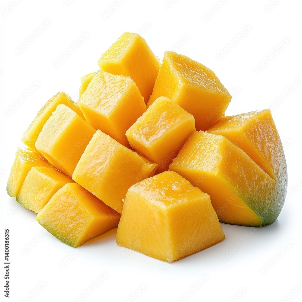 Freshly Cut Ripe Mango Cubes Ready to Eat Delicious Tropical Fruit Summer Snack Freshly Cut Ripe Mango Cubes Ready to Eat Delicious Tropical Fruit Summer Snack