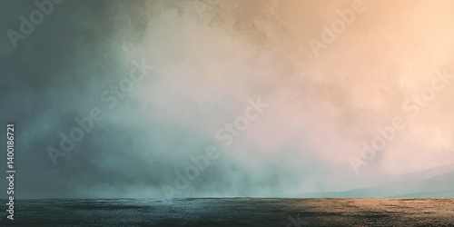 Misty fog and smoke wavy pattern, colorful abstract shapes, digital background, flowing waves, soft atmospheric design