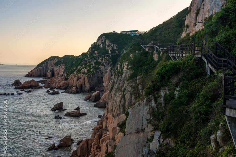 Serene Coastal Cliffs at Sunset