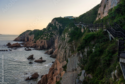 Obraz na płótnie Serene Coastal Cliffs at Sunset w salonie