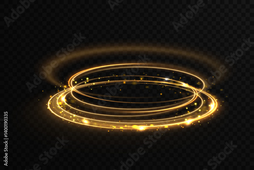 Golden light swirl sparkles in circular vector format.
Light ring curves dynamically with shimmer and glare.
Bright glowing circle forms abstract radiant orbit.
Speed effect line spins
